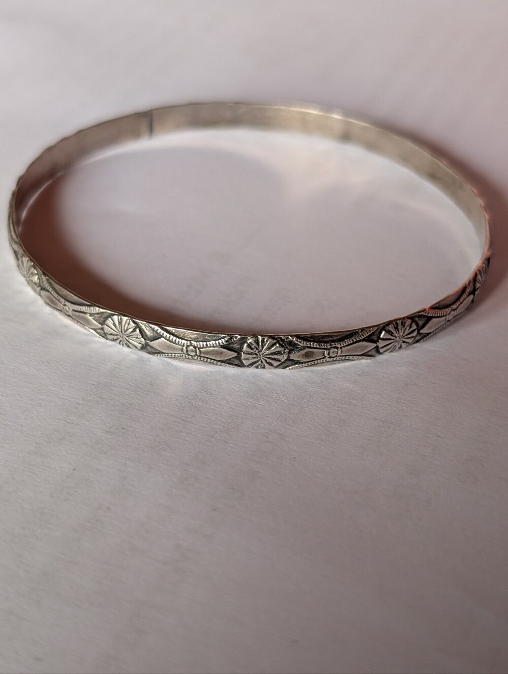 Vintage Jewel Art Signed Sterling Silver Bangle Bracelet